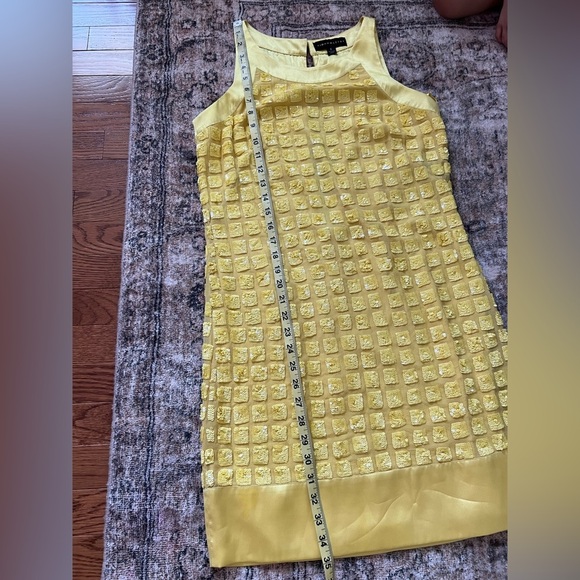 Aidan Mattox Womens Yellow Sequins Dress 6 Prom Homecoming Party Shine Silk Chic - Picture 17 of 17